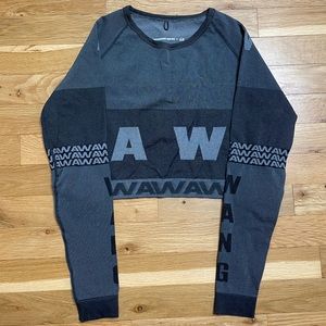 Alexander Wang x H&M Grey Long Sleeve Knit Crop Top with Logo
